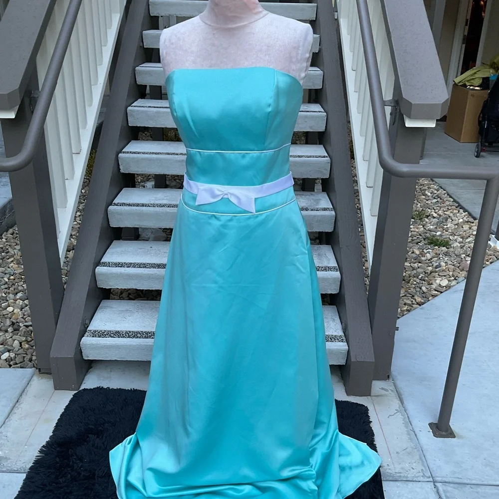 Alfred Angelo teal green strapless NWT prom dress 14 - Picture 2 of 15